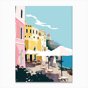 Sorrento, Italy, Flat Pastels Tones Illustration 1 Canvas Print