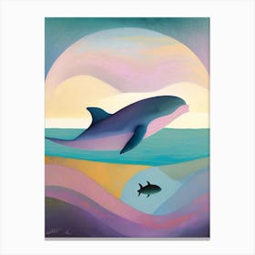 Whale And Fish In Ocean Canvas Print