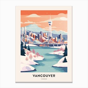 Vintage Winter Travel Poster Vancouver Canada 3 Canvas Print