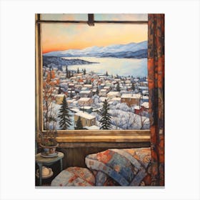Winter Cityscape Big Bear Lake California Canvas Print