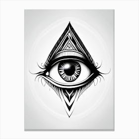 Digital Art, Symbol, Third Eye Simple Black & White Illustration 3 Canvas Print
