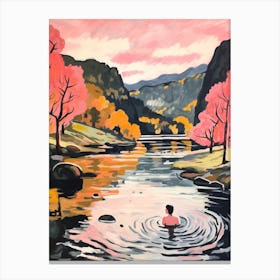 Wild Swimming At Rydal Water Cumbria 3 Canvas Print