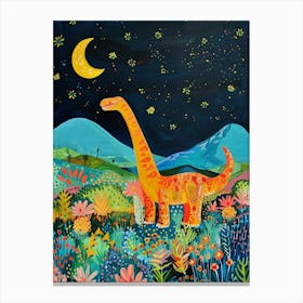 Dinosaur At Night Painting 2 Canvas Print