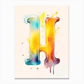 H  Letter, Alphabet Storybook Watercolour 2 Canvas Print
