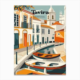 Tavira Portugal Vintage Travel Illustration Canvas Print