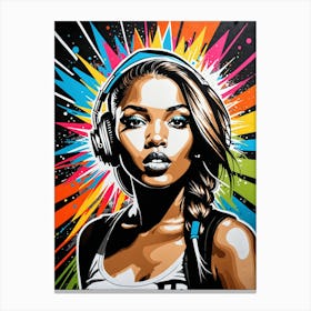 Graffiti Mural Of Beautiful Hip Hop Girl 57 Canvas Print