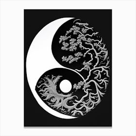Minimal Yin and Yang 1 Linocut Canvas Print