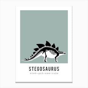 Stegosaurus, Dinosaur Boys Room Decor, Green Canvas Print