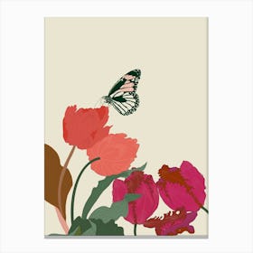 Tulips And Butterflies Canvas Print