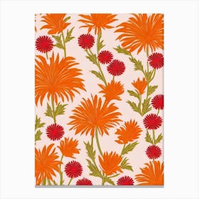 Thistle Floral Print Retro Pattern 1 Flower Canvas Print