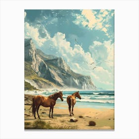 Horses On The Beach Canvas Print