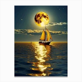 Sailboat In The Moonlight Canvas Print