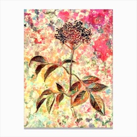 Impressionist Elderflower Tree Botanical Painting in Blush Pink and Gold Canvas Print