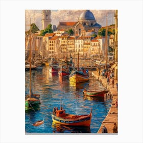 Harbor In Croatia Canvas Print