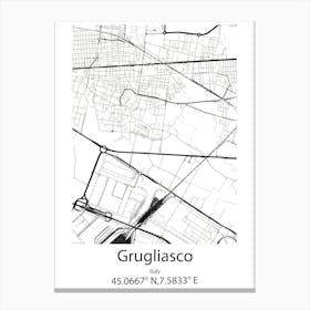 Grugliasco,Italy Minimalist Map Canvas Print