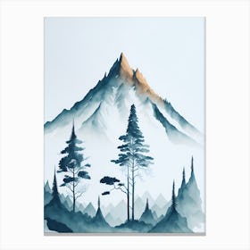 Mountain And Forest In Minimalist Watercolor Vertical Composition 275 Canvas Print