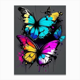 Colorful Butterflies Graffiti Illustration 1 Canvas Print