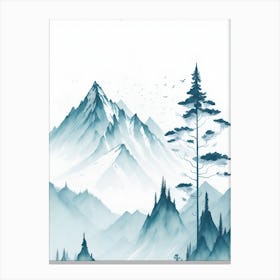 Mountain And Forest In Minimalist Watercolor Vertical Composition 35 Canvas Print