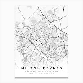 Milton Keynes England White Map Stampe su tela