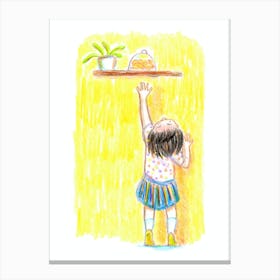 Little Girl Stretching For Cookie Jar Canvas Print
