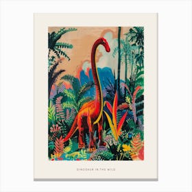 Colourful Dinosaur In The Landscape Painting 3 Poster Canvas Print