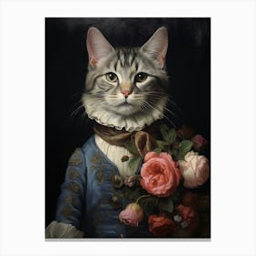 Cat In Medieval Clothing Rococo Style 4 Canvas Print