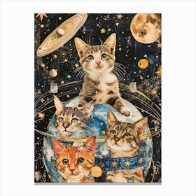 Kitsch Space Cat Retro Collage 1 Canvas Print