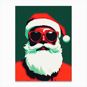 Santa Claus In Sunglasses, Pop Art 3 Canvas Print