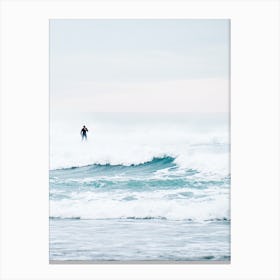 Minimalist Surfer + Waves Canvas Print