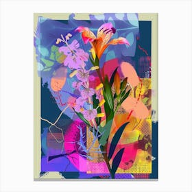 Freesia 4 Neon Flower Collage Canvas Print