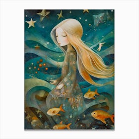 Girl In The Sea Canvas Print