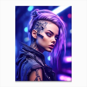 Cyberpunk Girl Portrait 1 Canvas Print
