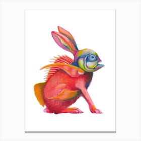 Fishy Hare Sitting Weird Creatures Canvas Print