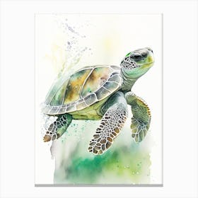 Olive Ridley Sea Turtle (Lepidochelys Olivacea), Sea Turtle Storybook Watercolours 1 Canvas Print