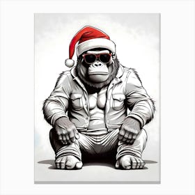 King Kong Christmas Hat Canvas Print