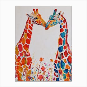 Pair Of Giraffes Cute Illustration 2 Canvas Print