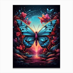 Butterfly In The Night Sky Canvas Print