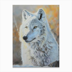 Arctic Wolf Pastel Watercolour 3 Canvas Print