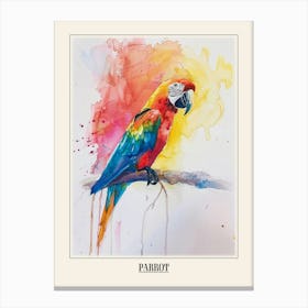 Parrot Colourful Watercolour 1 Poster Canvas Print