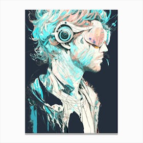 Man With Headphones Canvas Print