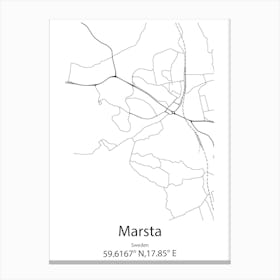 Marsta,Sweden Minimalist Map Canvas Print