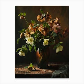 Baroque Floral Still Life Hellebore 3 Canvas Print