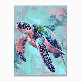 Textured Blue Sea Turtle Painting 2 Canvas Print