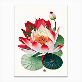 Red Lotus Decoupage 2 Canvas Print
