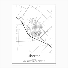 Libertad,Uruguay Minimalist Map Canvas Print