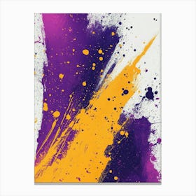 Purple And Yellow Paint Splatters Canvas Print