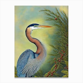 Great Blue Heron Haeckel Style Vintage Illustration Bird Canvas Print
