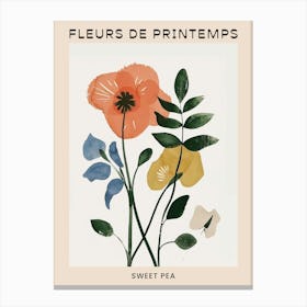 Spring Floral French Poster  Sweet Pea 1 Canvas Print