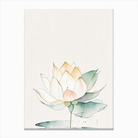 Blooming Lotus Flower In Lake Minimal Watercolour 3 Canvas Print