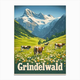 Aihrgdesign A Classic 1960s Travel Poster For Grindelwald 2 Canvas Print